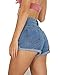 Haola Women's Juniors Vintage Denim High Waisted Folded Hem Jeans Shorts Blue S
