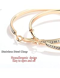 Cocadant - 3 pares de pendientes de aro grandes chapados en oro rosa con diamantes de imitación para mujeres y niñas, de acero inoxidable, hipoalergénicos, circonitas cúbicas