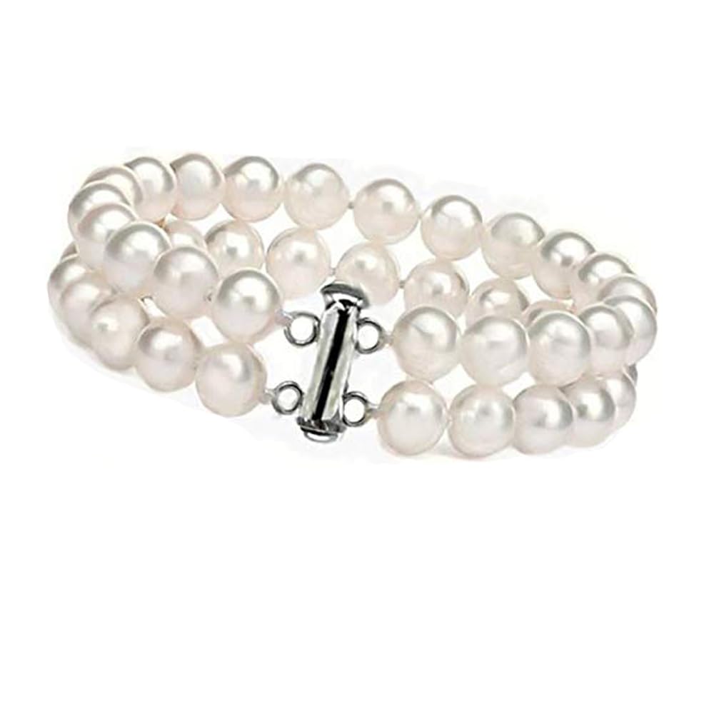 Treasure Bay Elegant 7mm AA grade FreshWater Pearl Bracelet For Women 18.5cm - Presented in A Beautiful jewellery Gift Box