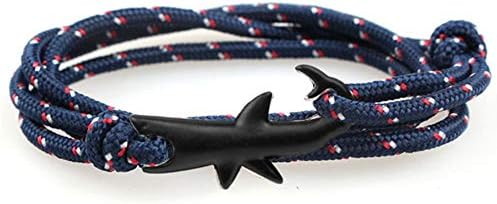 YIYIYYA Unisex Bracelet Adjustable Fashion Anchor Bracelet Men And Woman Charm Survival Chain Sport Lovers Bracelets Black Shark Gift