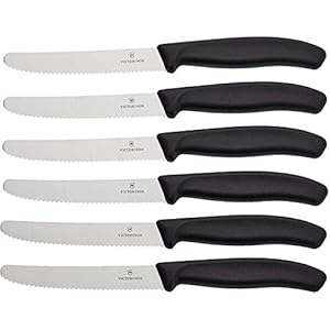 Victorinox Swiss Classic Tomaten- en tafelmessen, 6-delige set, gekarteld, mes van 11 cm, roestvrij, gemaakt in…