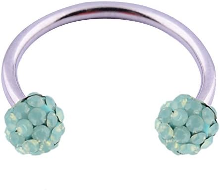 MyNewLine 16GA 1/2" Made with Swarovski Crystals Double Crystal Disco Ferido Ball Horseshoes Nose Piercing