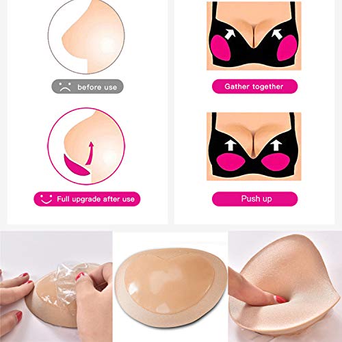 Silicone Push Up Adhesive Sticky Bra Inserts Reusable Backless Strapless Invisible Breathable Breast Pads - Nude