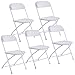 Giantex Set of 5 Plastic Folding Chairs Wedding Party Event Chair Commercial (White Style 2)