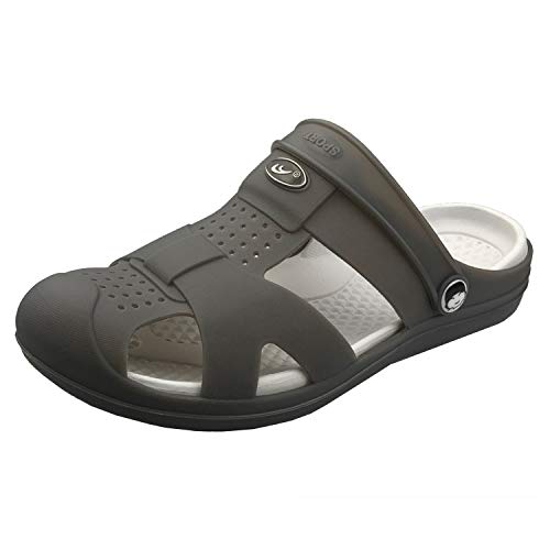 SOSUSHOE Mens Garden Clogs Mules Slip on Casual Water Shoes Quick Drying Beach Sandals Massage Outdoor Walking Summer Flip Flop Grey