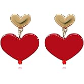 YasiIm Handmade Simplicity Unique Gold Love Heart Dangle Drop Earrings Chic Lightweight Love Heart Stud Earrings For Women