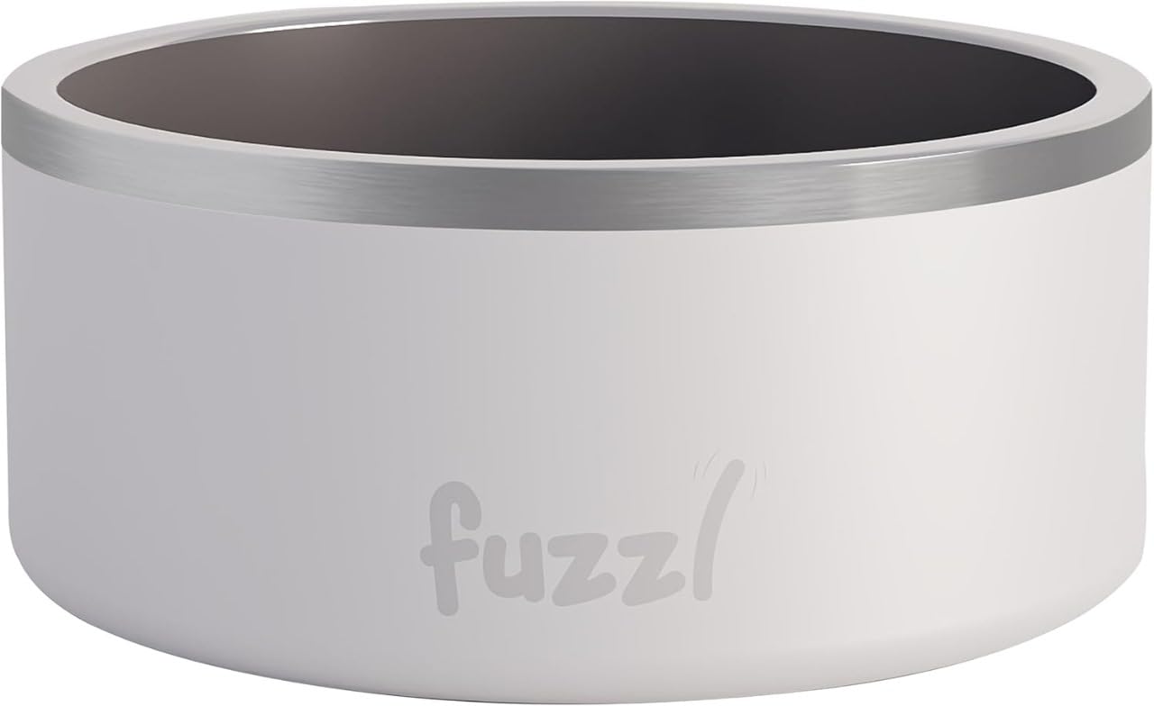 Fuzzl Titan Dog Bowl 20cm - Matt White Insultated Thermal Dog Bowl for Indoors and Outdoors with Rubber Base - Versatile Dog Bowls and Dog Water Bowl for Hydration and Feeding Medium and Large Dogs