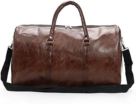 Andensoner Retro PU Leather Gym Bag, Waterproof Travel Duffel Bag Sports Shoulder Bag With Separate Shoe Compartment For Men Women