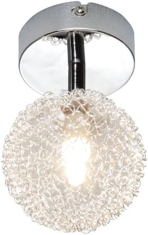 Reality Leuchten Halogen Spotlight in Chrome Glass with Aluminium Wire Mesh 1 x G9 28 W Eco Bulbs Included Diameter 9 cm R81321106 [Energy Class C]