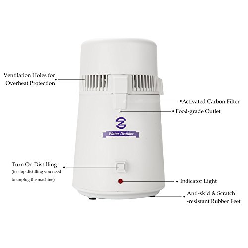 FDA Approved Water Distiller, Distilling Pure Water Machine for Home Countertop Table Desktop, 4L Distilled Water Making Machine, 4 Liter Water Purifier to Make Clean Water for Home Use