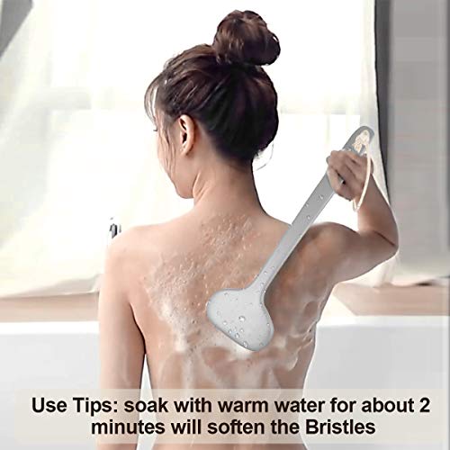 Body Brush for Dry or Wet Brushing,Stiff Bristles for Dry Skin Body Exfoliator,Shower and Bath Scrubber for Wash Brushing, Exfoliating,Leg Exfoliant Massage Plastic Long Handle (Grey)
