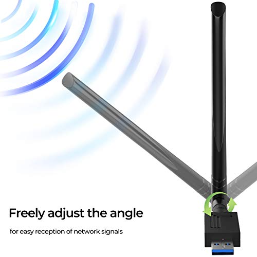 USB WiFi Adapter 1200 Mbps USB Wireless Network Adapter with Dual Band 2.4GHz/300Mbps+5GHz/866Mbps 5dBi Antenna for Desktop Windows XP/Vista/7/8/10 Linux Mac - Thumbnail 2