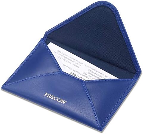 HISCOW Envelope Business Card Case with Magnet Closure - Italian Calfskin (Electric Blue)