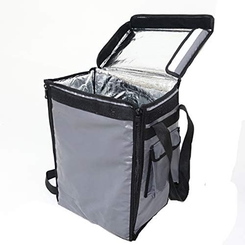 PK-33A: Smart Food delivery Bag, Small Thermal Pizza Box, Top+Side Loading, Insulated Food take Away Bag,13" L x 9" W x 18" H (Grey)