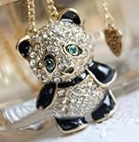 JADE Olines Fans Charms Accessories Creative Adorable Lovely fashion Panda Pendant Necklace Loveable Full Diamond Gemstones Rhinestone Pendant Necklace