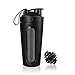Homiguar Insulated Sports Water Bottle, Shaker Bottle, Stainless Steel water container Loop Top Shaker Cup, Visible Window, Leak Proof, 28-Ounce - Black