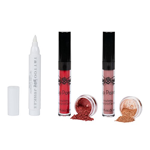 Tattoo Junkee Lip Color and Corrector Bundle - includes Skinny Dip Liquid Lipstick, Pucker Up Liquid Lipstick and Lip Corrector Pen, Pack of 3