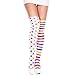 MUSIC LEGS Women's Striped & Polka Dot Clown Acrylic Thigh Hi Tights, Rainbow Multi, One Size