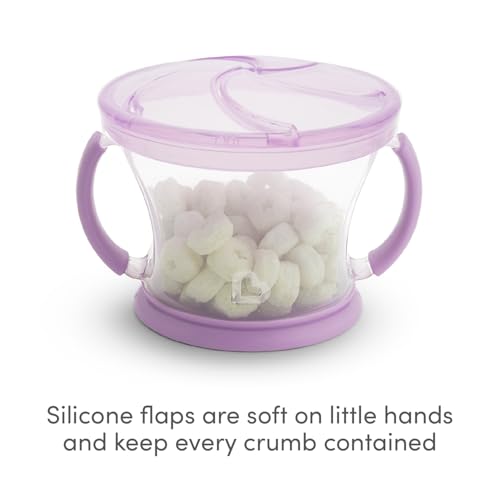 Munchkin 2 Pack Snack Catchers | Toddler Snack Box & Jar for Baby-LED Weaning | Food Containers | BPA Free Jar with Handles | Anti-Spill - Pink/Purple