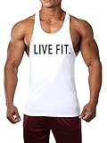 Pxmoda Mens LIVE FIT Fitness Tank Tops Gym Workout Bodybuilding Vest
