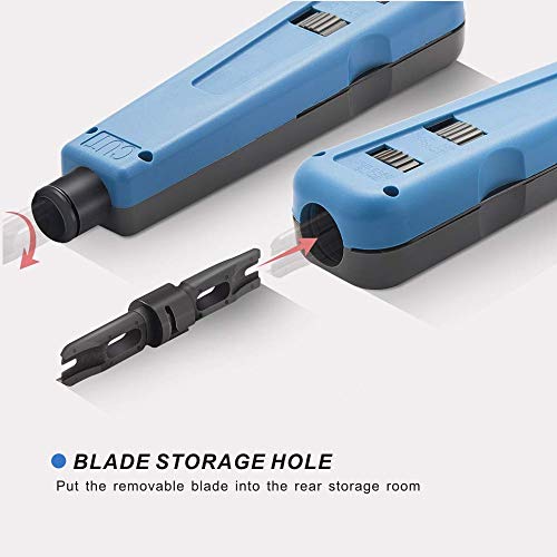 Multi-Function Punch Down Tool with 110 Blade & Extra Network Wire Stripper for cat6a/cat6/cat5e/cat5 Network Cable