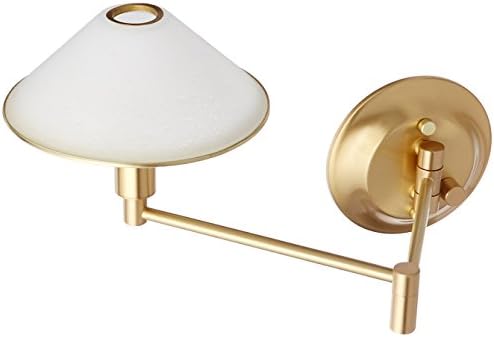 Holtkoetter 9426 BB SW Lighting for The Aging Eye Halogen Swing-Arm Wall Sconce, Brushed Brass with Satin White Glass