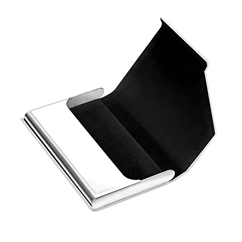 image for Padike Business Name Card Holder Luxury PU Leather & Stainless Steel M