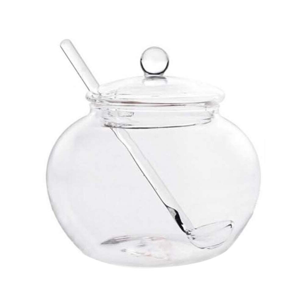 Glass Candy Jar Household Syrup Jam Honey Glass Container with Lid Condiment Clear Pot for Home Kitchen 350ml