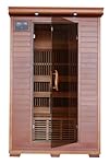 HeatWave Yukon 2 Person Cedar Infrared Heatwave Sauna with 6 Carbon Heaters E-Z Touch Control Panel Oxygen Ionizer CHROMOTHERAPY System Recessed Interior Lighting and Built-In Sound