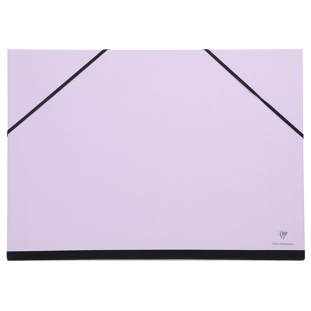 Clairefontaine - Ref 144403C - Art Folder with Elastic Straps Closure - Lilac Colour - Customisable Vellum Card Surface, Suitable for 50 x 65cm Sized Documents