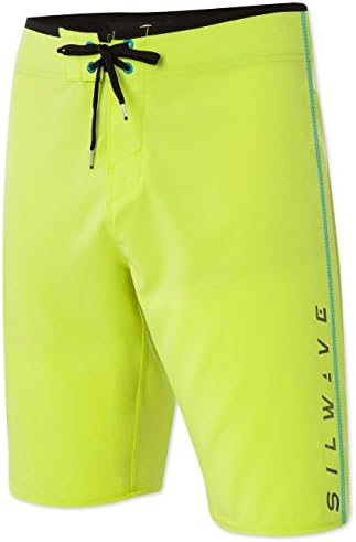 Silwave Men's DuraFit Stretch Solid Board Shorts, Lime Textured, Size 36