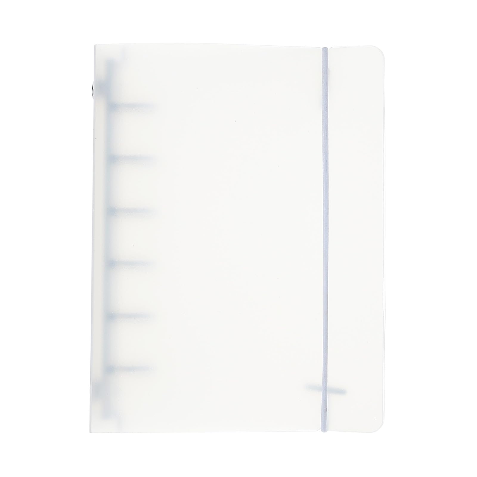 PATIKIL A7 Binder Cover, 1 Pcs PP 6 Ring Round Ring Binder Cover with White Fixing Belt Metal Lock Loose Leaf Binder Protector Refillable Notebook for Meeting Folder, Matte White