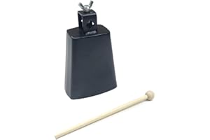 GENERIC LOONELO Cow Bell with 5 inch,Metal Steel Cow Bell with Drum Stick for Drumset Kit Percussion,Noise Makers for Sporting Events Wedding Party Concert