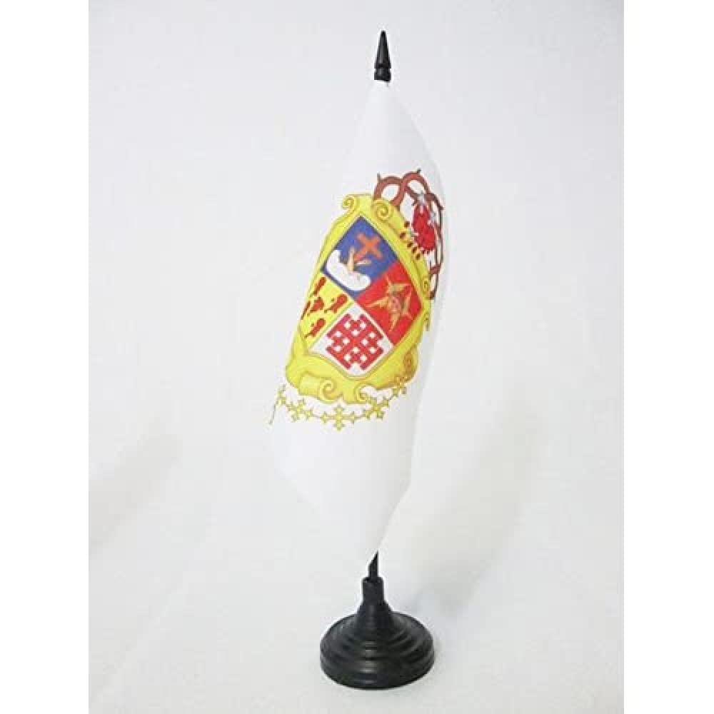 AZ FLAG - Order of Friars Minor Table Flag 5'' x 5'' - Franciscan Office Mini Banner 100% Polyester 15 x 15 cm - Mini Desk Flag with 10'' Pole and Black Plastic Base