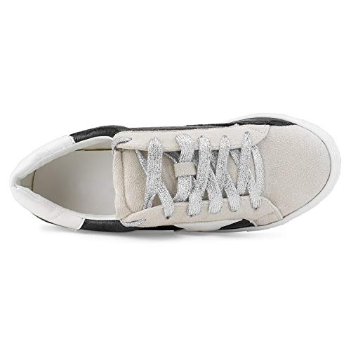 Women's Casual Low Top Trendy Fashion Sneakers Flats Black Metallic Size.10 - Thumbnail 3