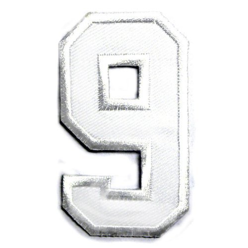 Character Number 9 Nine White Appliques Hat Cap Polo Backpack Clothing Jacket Shirt DIY Embroidered Iron On / Sew On Patch #3