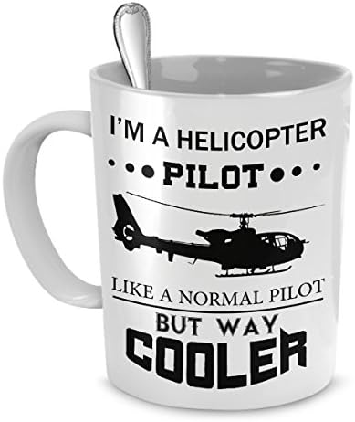 Helicopter Pilot 11-oz Coffee Mug Cup Made of High-Fired White Ceramic with Large Easy-Grip Handle is Microwave Oven and Dishwasher Safe
