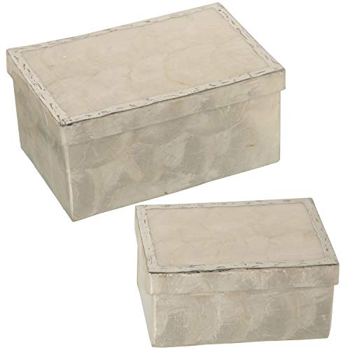 SET 2 CAJAS RECTANGULAR NÁCARNATURAL FILO PLATA PINTADO_21X11X10+16X11X8CM