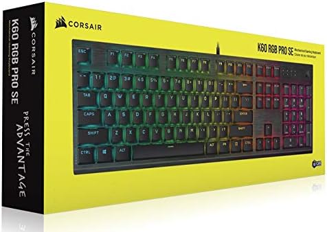 Corsair K60 RGB Pro SE Mechanical Gaming Keyboard - Cherry Mechanical Keyswitches - Durable AluminumFrame - Customizable Per-Key RGB Backlighting - PBT Double-Shot Keycaps - Detachable Palm Rest