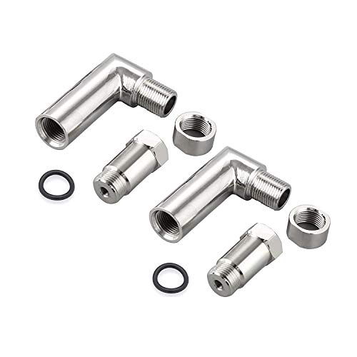 90 Degree Angled O2 Sensor Exhaust Extension Spacer Adapter + 2 Straight O2 Sensor Spacers M18 X 1.5 - Thumbnail 3