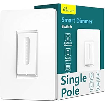 Smart Dimmer Switch,Neutral Wire Required,Treatlife WiFi Light Switch for Dimmable LED, Halogen and Incandescent Bulbs, Compatible with Alexa, Google Assistant, Remote Control, Single-Pole(1 Pack)