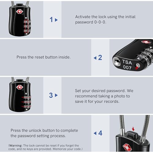 T Tersely TSA Approved Luggage Combination Locks, (2 Pack) Combination Padlock with Alloy Body TSA Lock for Travel Bag, Suit Case, Lockers, Gym, Bike Locks or Other