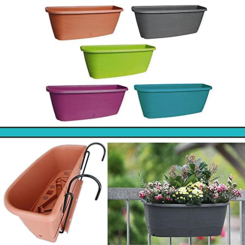 Blumenkasten MAYA aus Kunststoff mit Bewässerung und Balkonkasten Haltern, Farbe:anthrazit – Bild 6