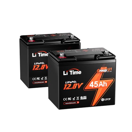 Litime 12V 45Ah LiFePO4 Lithium Battery, Group U1 RV Deep Cycle Battery ...
