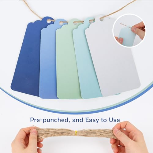 SallyFashion 135PCS Colored Gift Tags, Gradient Color Tags with String Blank Gift Tags Labels for Gifts Arts and Crafts Wedding Birthday Holiday