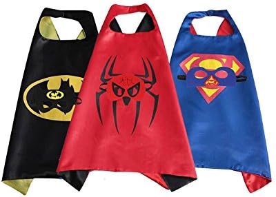 Kids Cape and Mask Superhero Favors Costumes for Dress Up Party Pack of 3