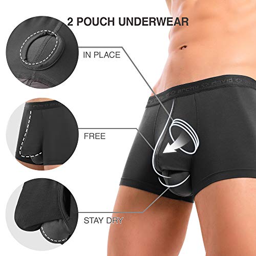 DAVID ARCHY Men's Boxer Briefs 4 Pack - Micro Modal Dual Pouch Trunks With Support & Ball Separation - View #5