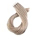 Moresoo 18 Inch Remy Human Hair Extensions Tape in Hair Ash Blonde Color #18 Seamless Skin Weft Invisible Adhesive Hair Extensions 40pcs/100g