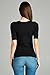 Emmalise Women's Cotton Blend V Neck Tee Shirt Half Sleeves - Black, S