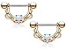 Pierced Owl 14GA Stainless Steel Synthetic Opal Centered Filigree Drop Nipple Rings, Sold as a Pair (Rose Gold Tone)
